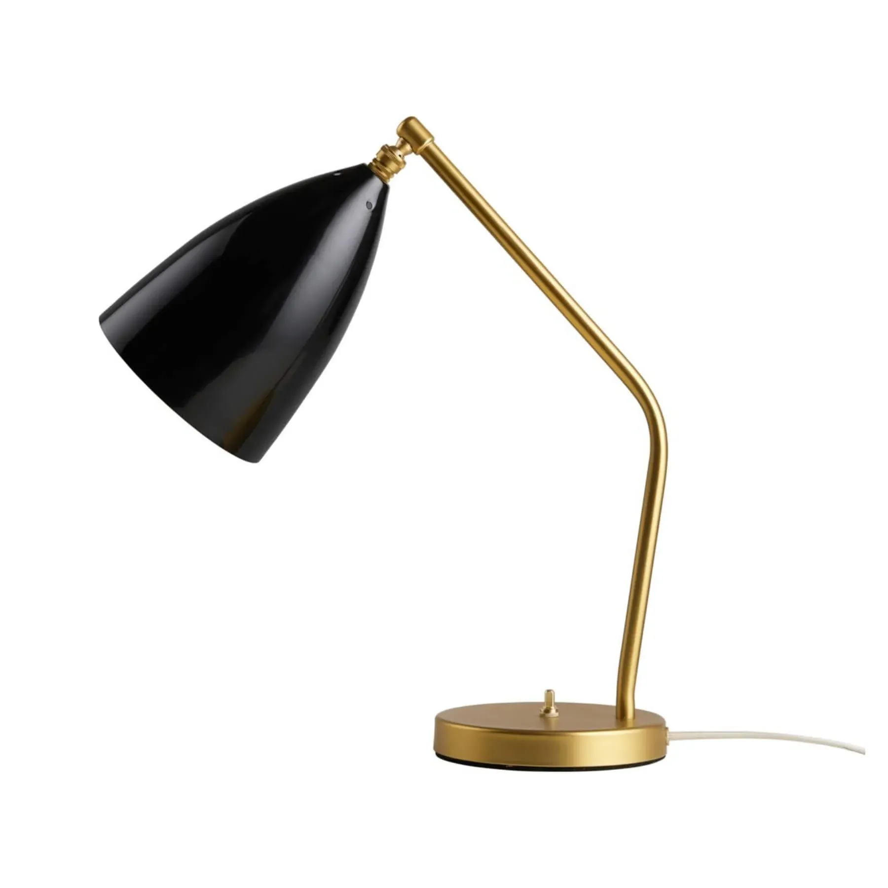 Adjustable Table Lamp with Brass Base - White, Steel