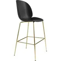 Bar Stool with Brass Base - Black