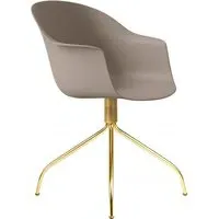 Bat Meeting Chair with Swivel Base - Beige, Brass
