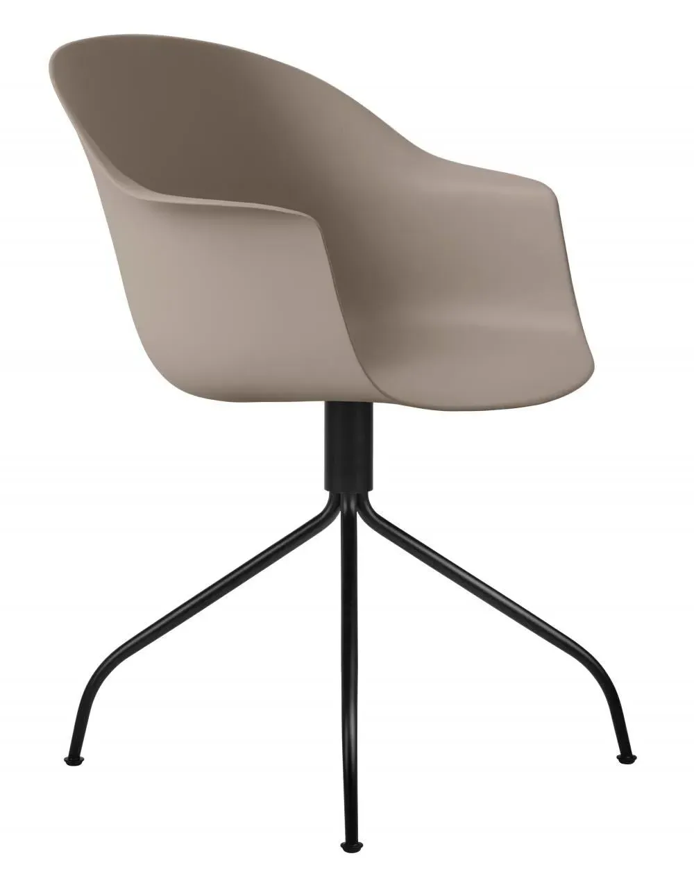 Bat Meeting Chair with Swivel Base - Dark Green, Brass