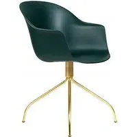Bat Meeting Chair with Swivel Base - Dark Green, Brass