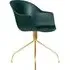 Bat Meeting Chair with Swivel Base - Dark Green, Brass