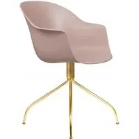 Bat Meeting Chair with Swivel Base - Pink, Brass