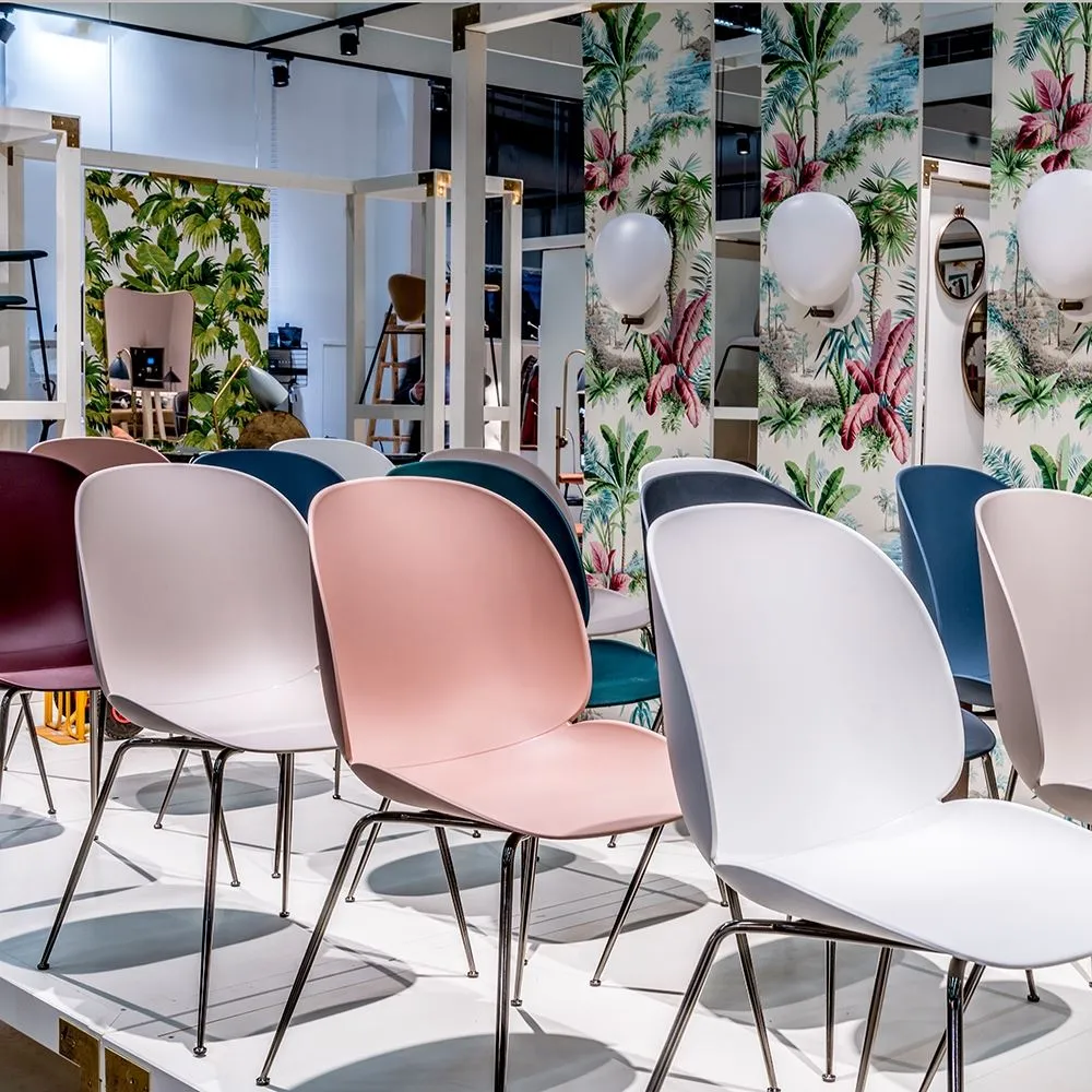 Beetle Dining Chair with Conic Base - Beige