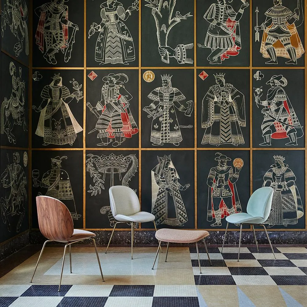 Beetle Front Upholstered Dining Chair - Grey, Leather