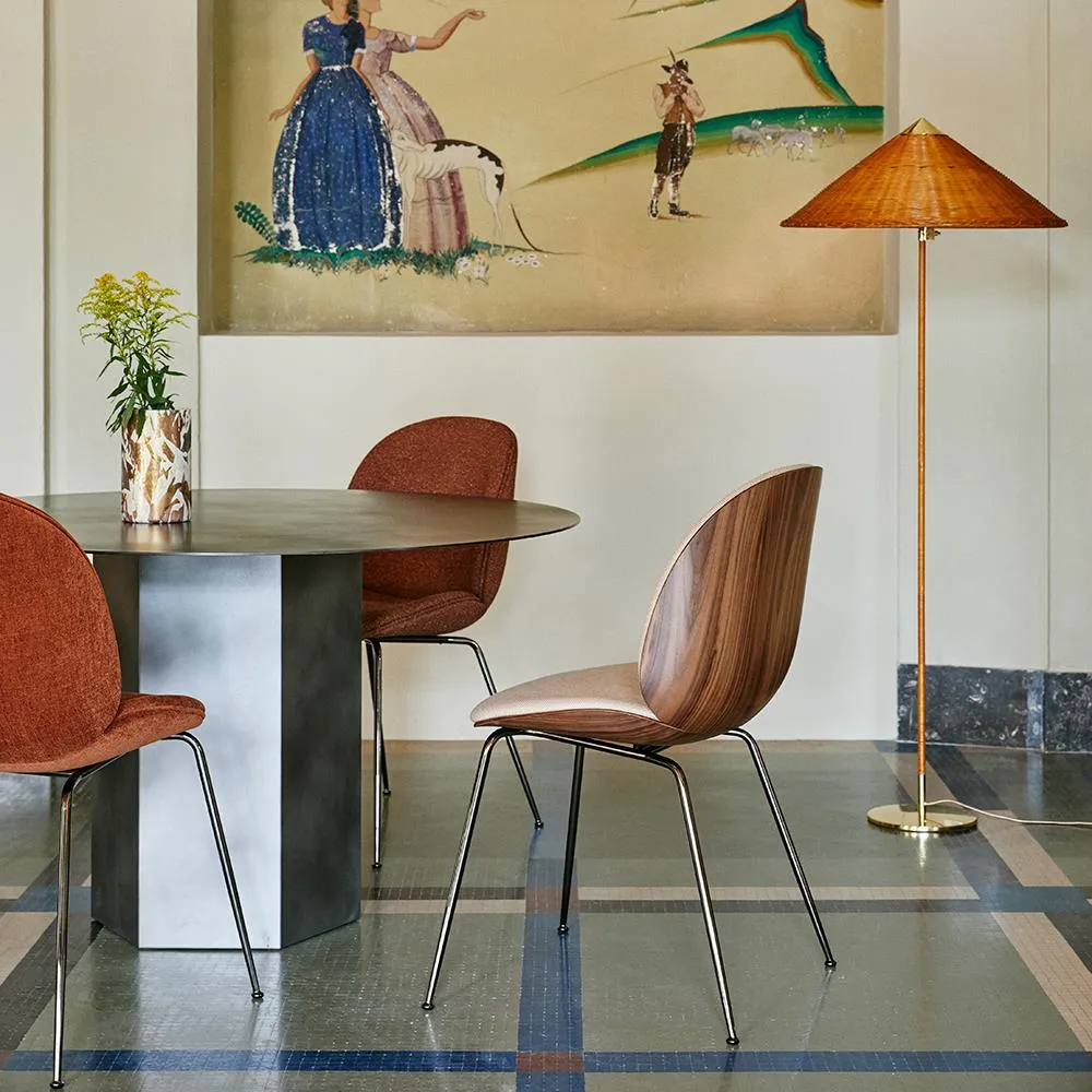 Beetle Front Upholstered Dining Chair - Grey, Leather