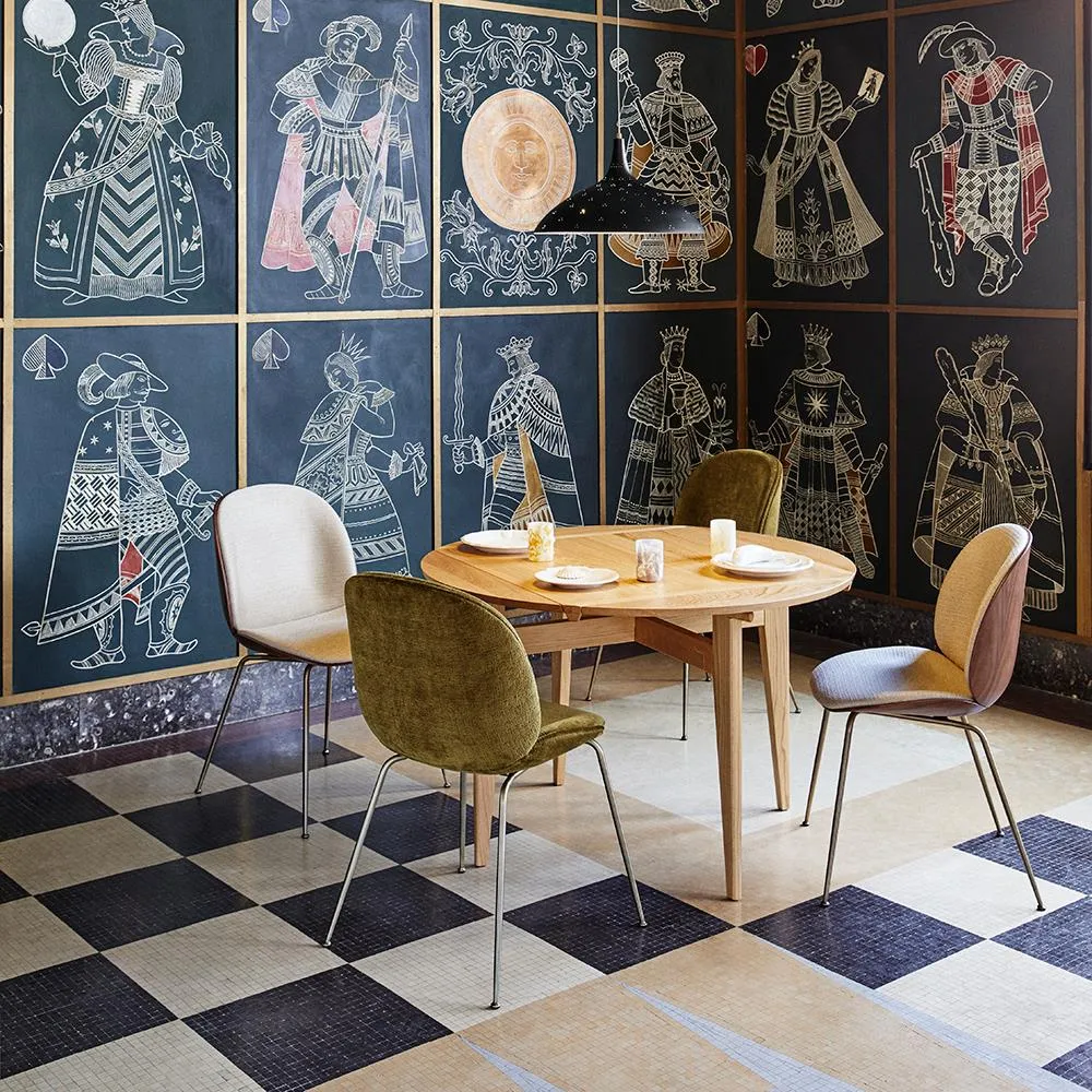 Beetle Front Upholstered Dining Chair - Grey, Leather