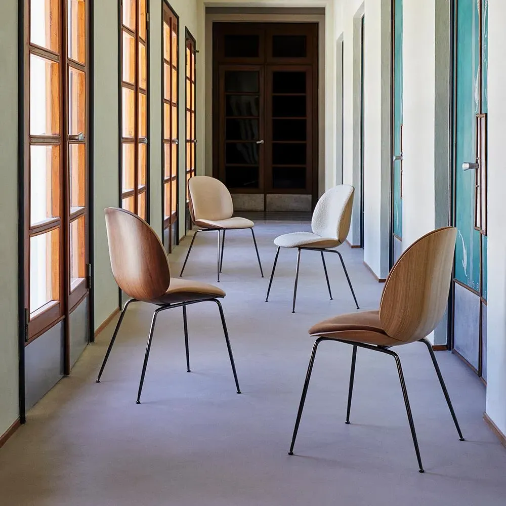 Beetle Front Upholstered Dining Chair - Grey, Leather