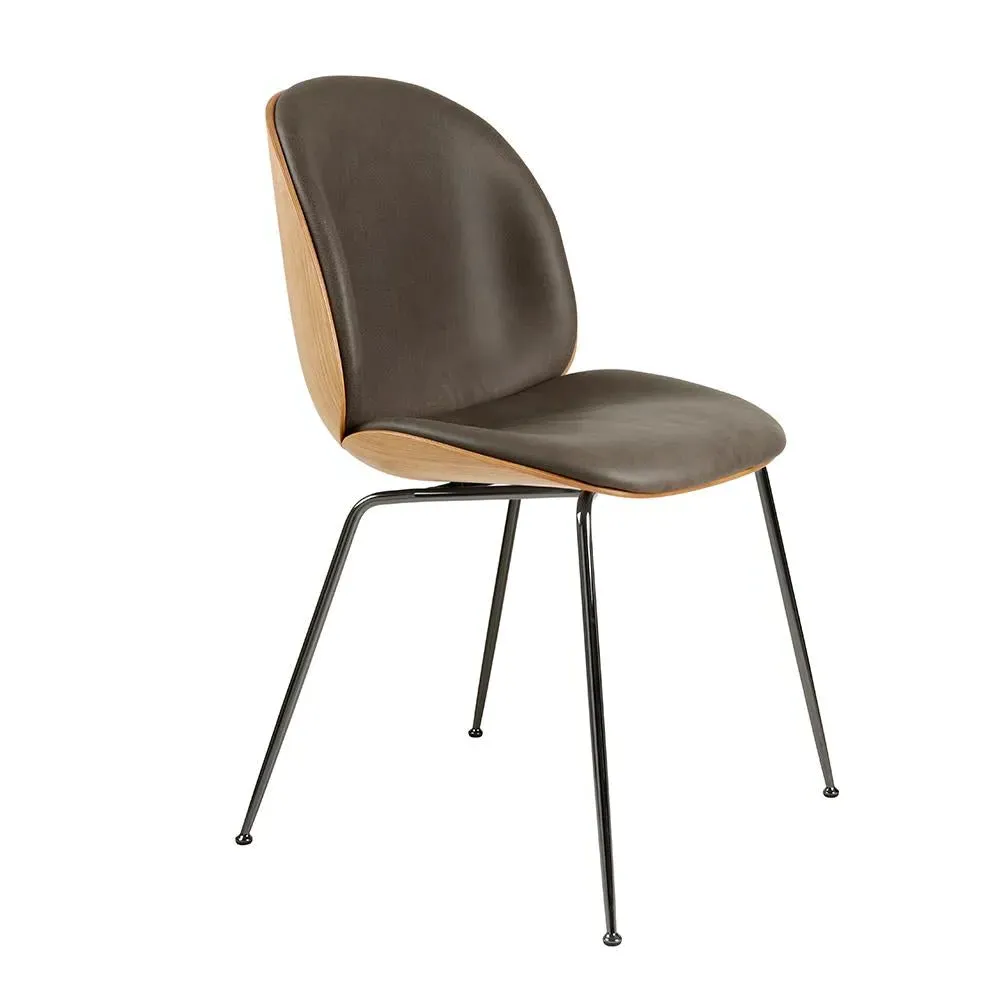 Beetle Front Upholstered Dining Chair - Grey, Leather image