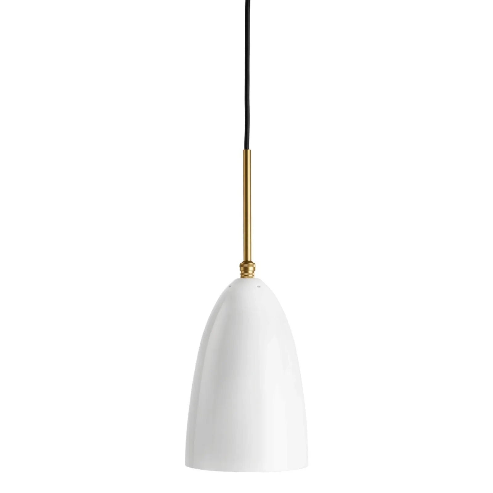 Conical Pendant Light with Brass Canopy - Grey
