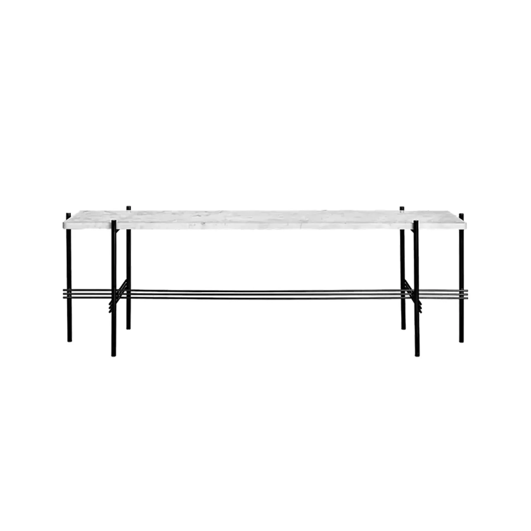 Console Table with Shelf - White, Marble