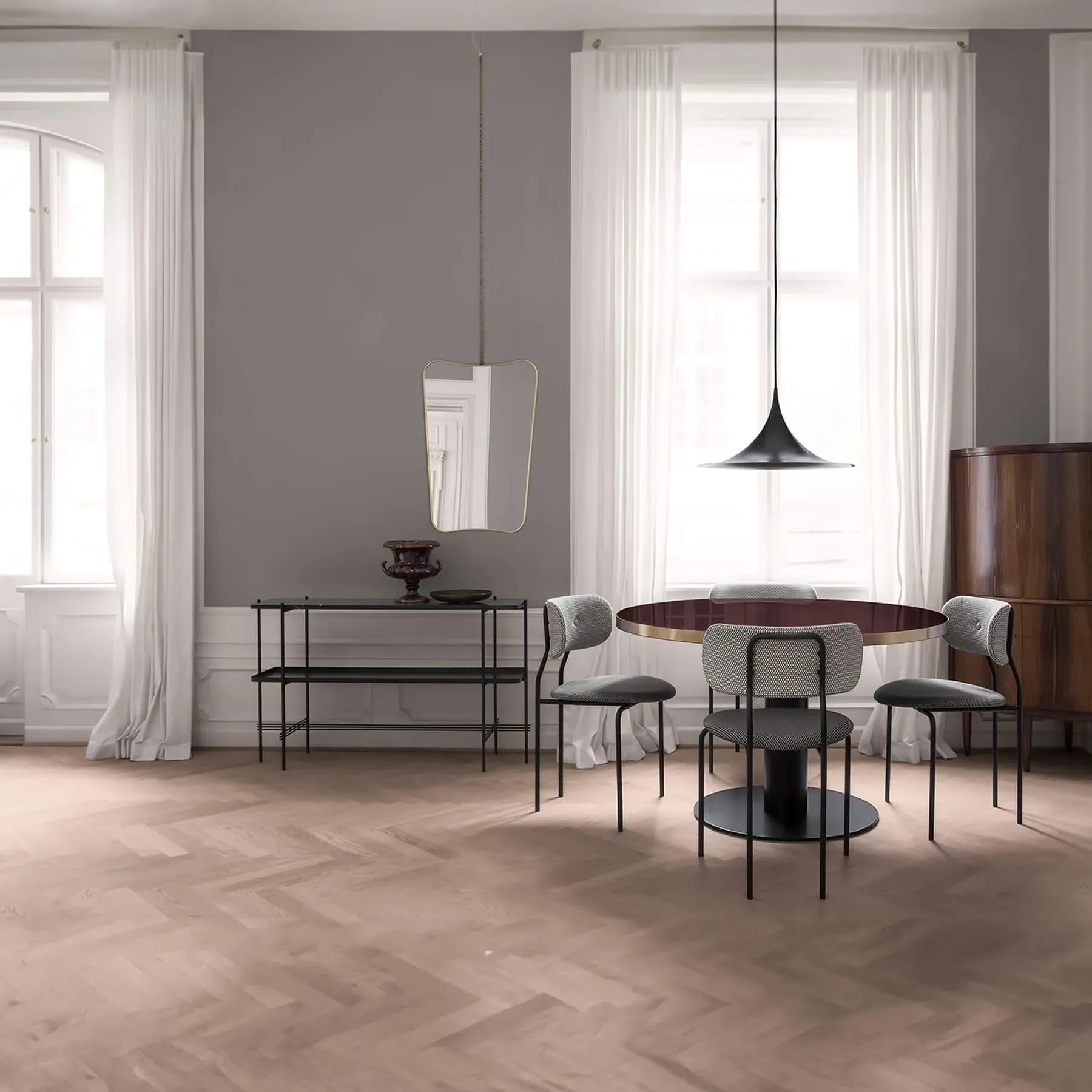 Console Table with Shelves - Grey, Marble