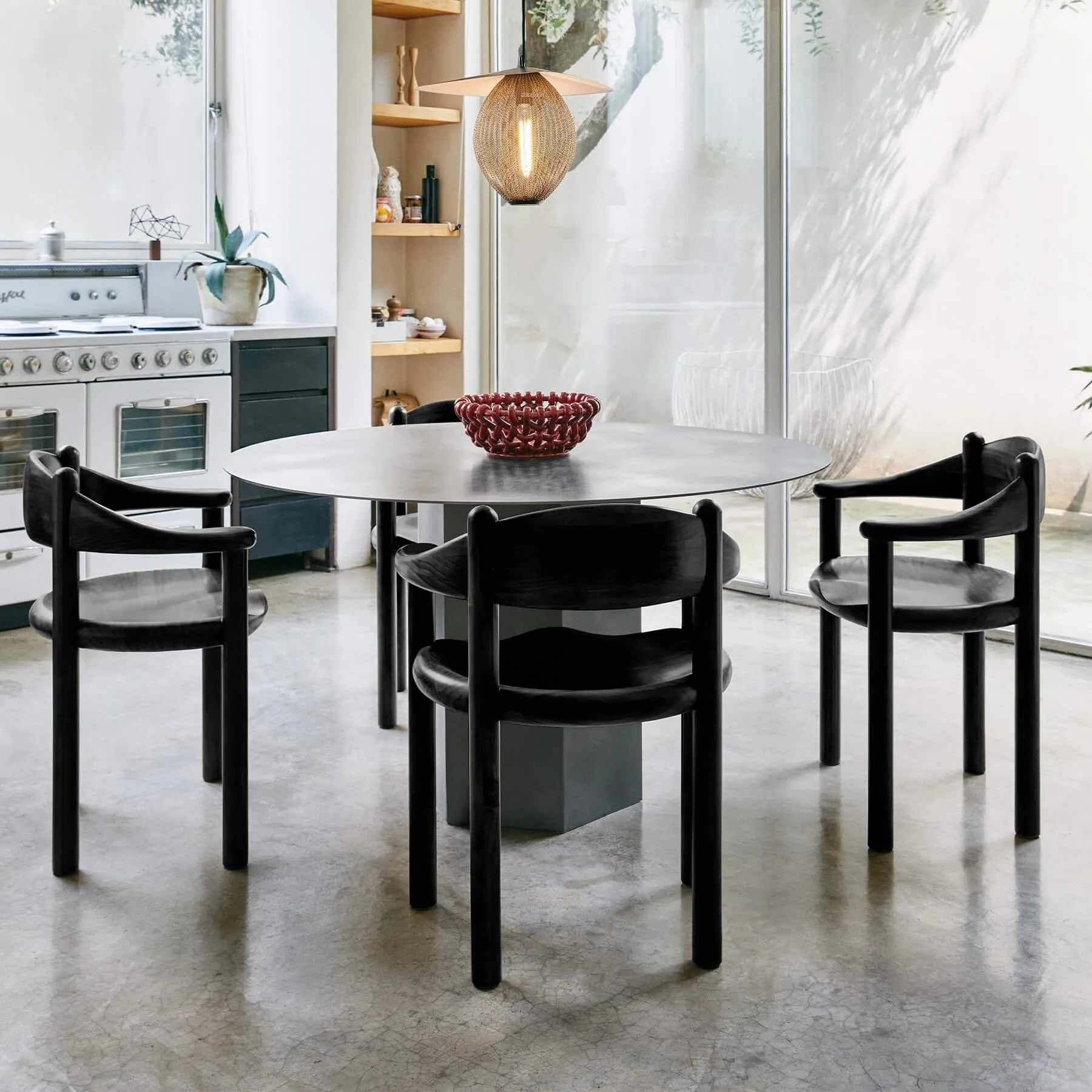 Dining Armchair with Steel Frame - Pine, Oak