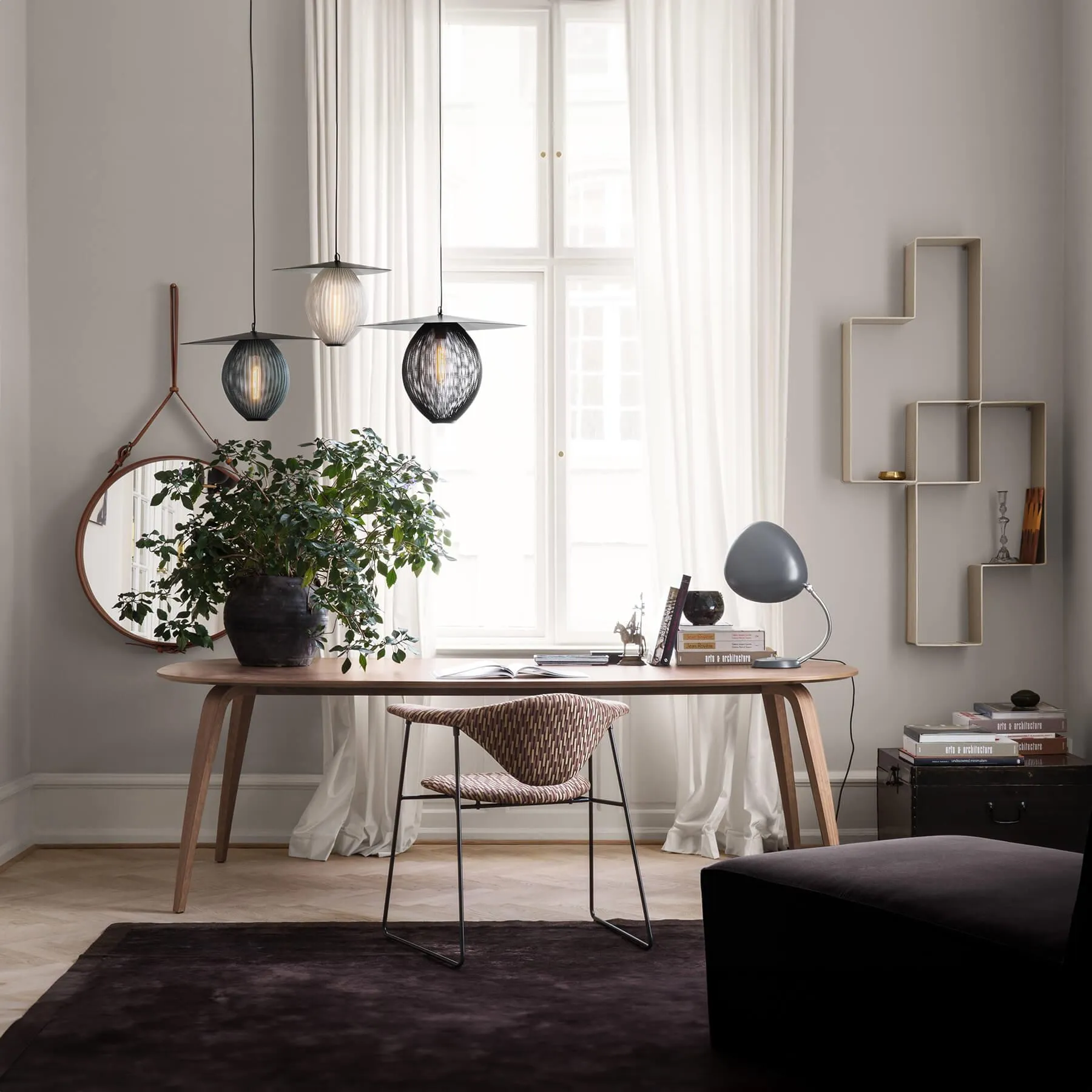 Elliptical Dining Table - Black, Ash Wood