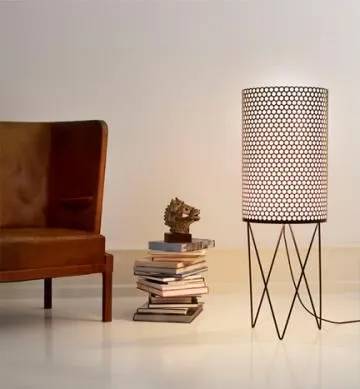 Floor Lamp with Perforated Shade - Black, Steel