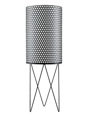 Floor Lamp with Perforated Shade - White, Steel