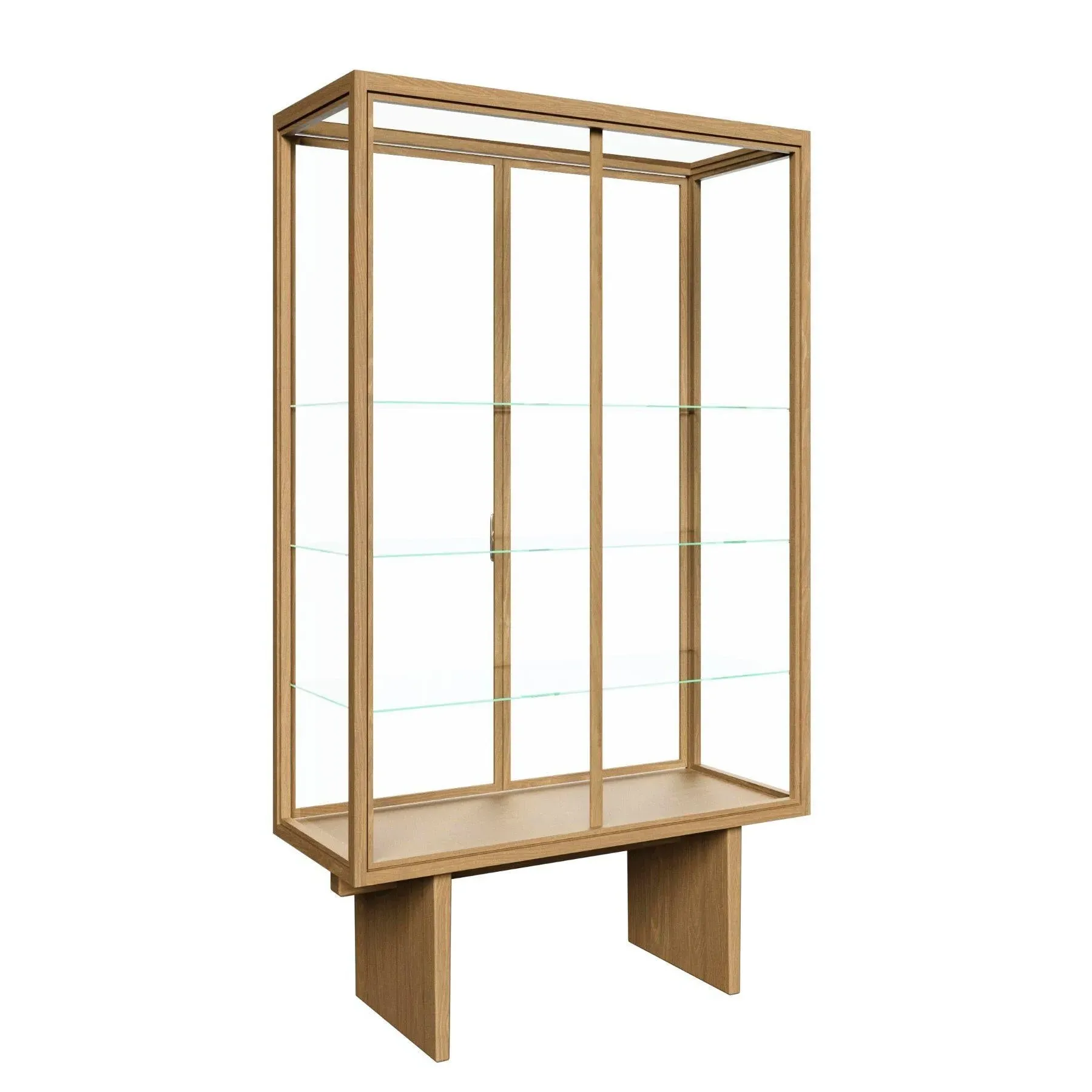 Glass Display Cabinet with 3 Shelves - Oak Veneer