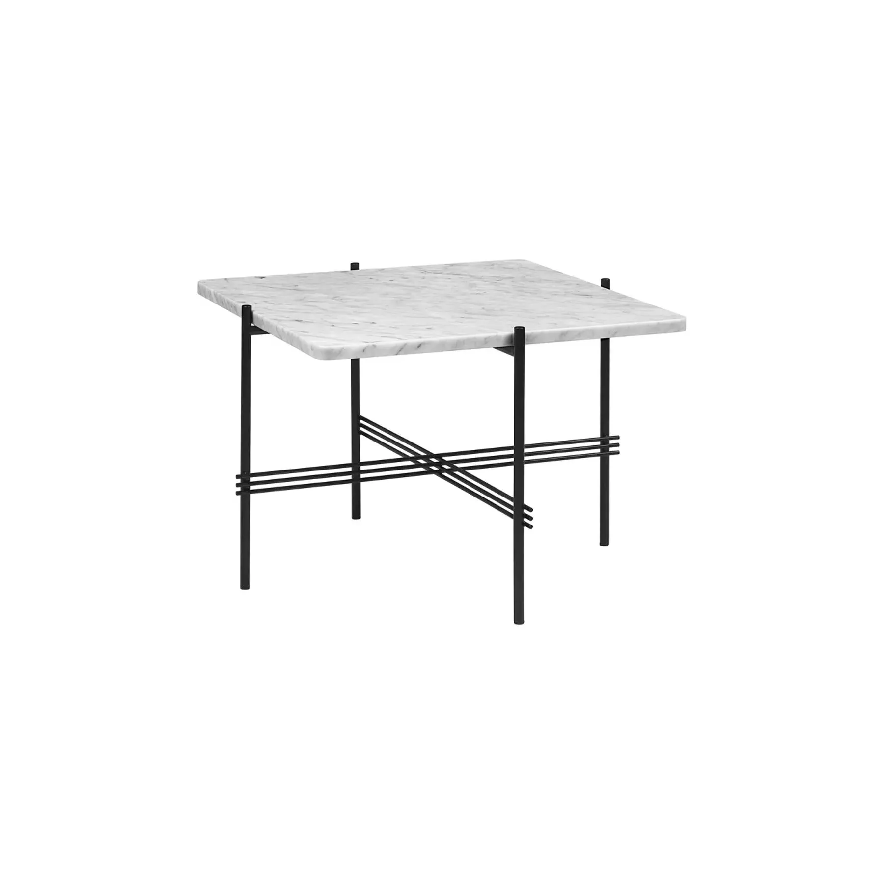 Large Coffee Table with Crossed Base - Grey, Marble