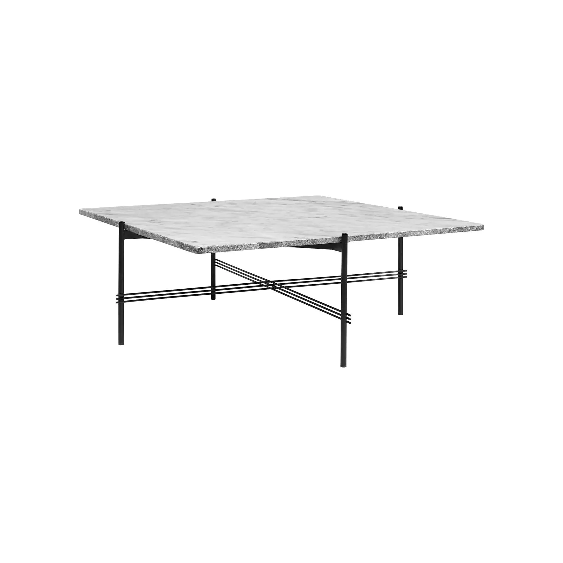 Large Coffee Table with Crossed Legs - White, Marble