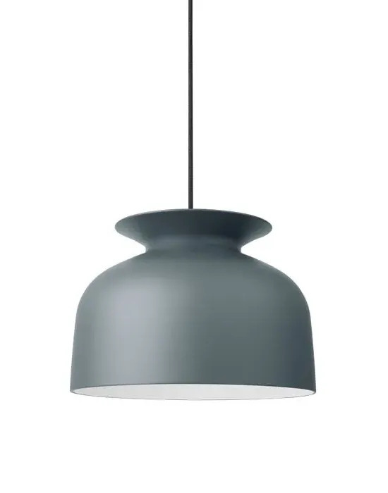 Large Pendant Light with Bell Shade - Grey, Aluminium