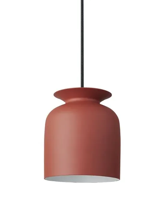 Large Pendant Light with Bell Shade - Red, Aluminium