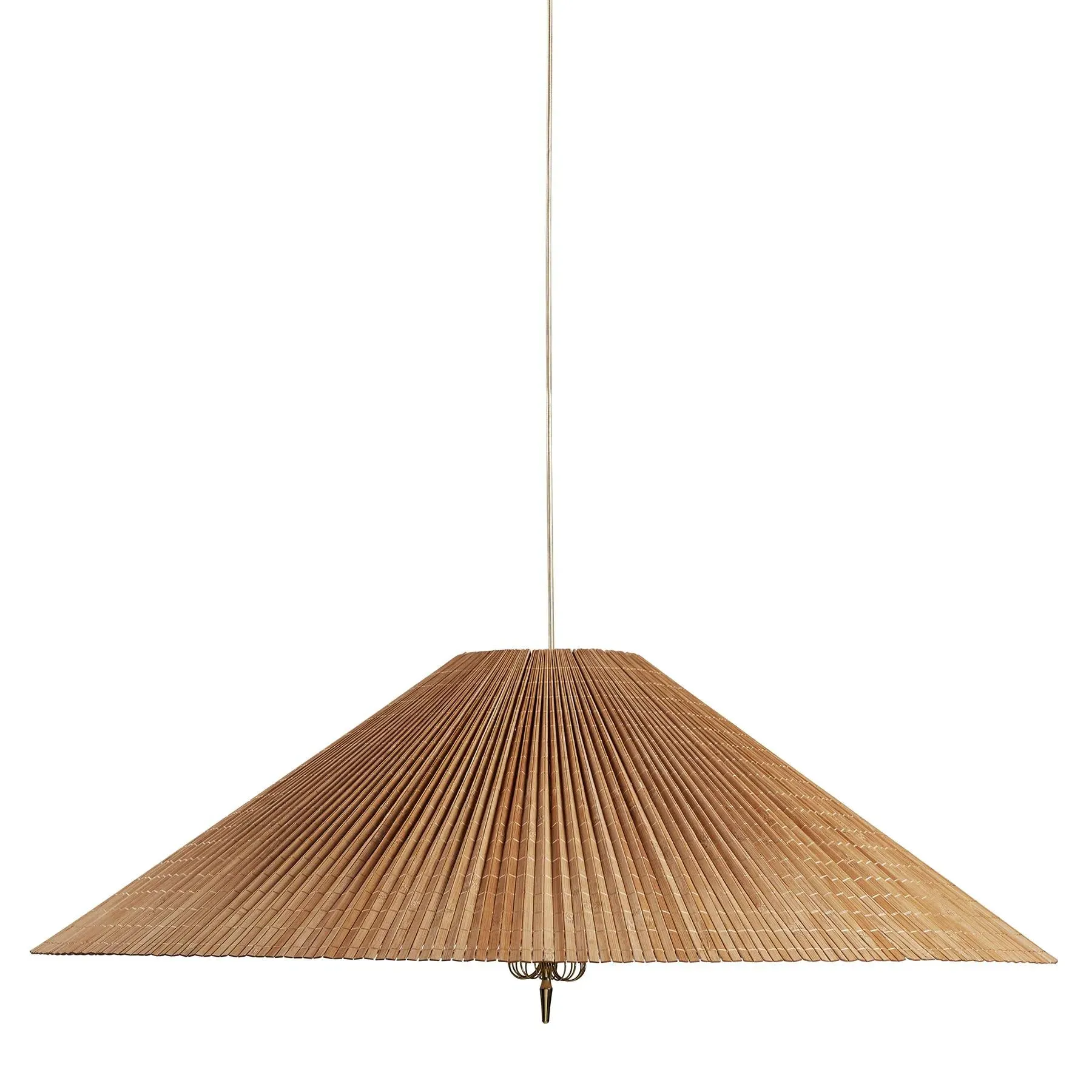 Large Pendant Light with Brass Details - Bamboo