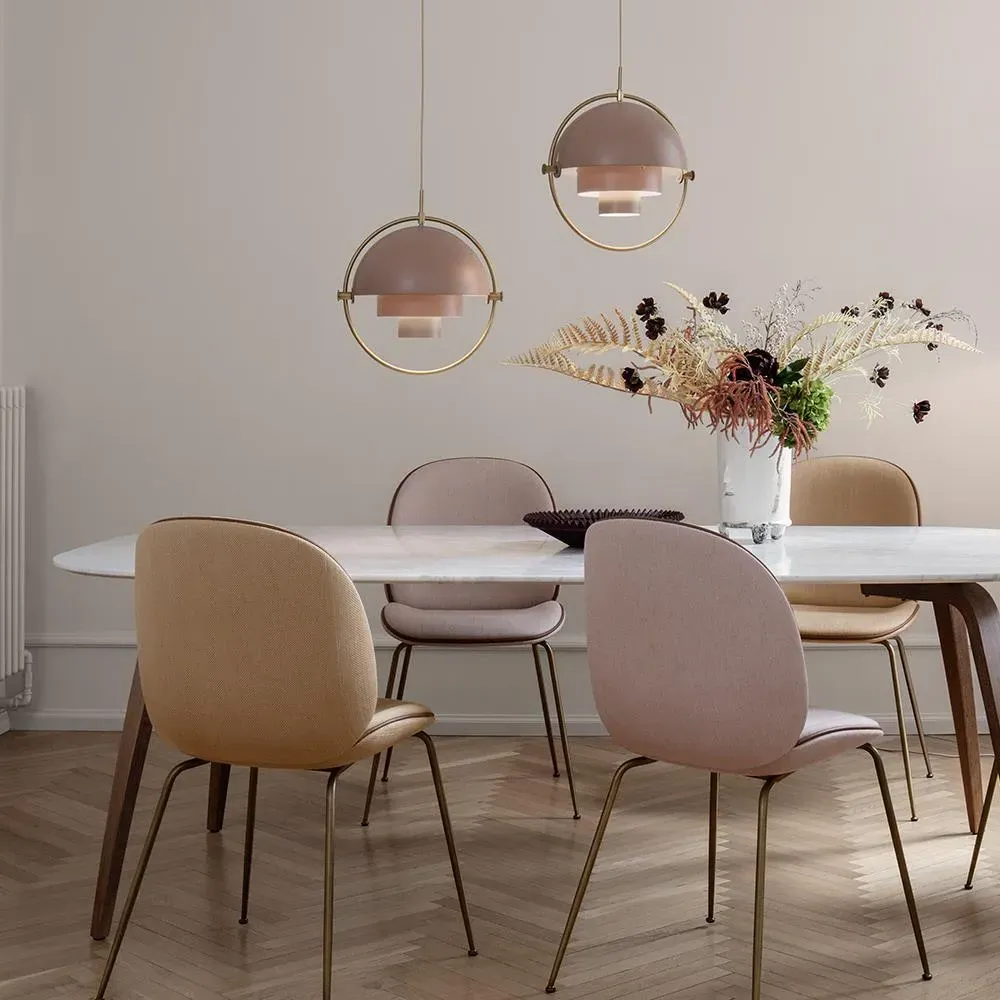 Large Pendant Light with Rotating Shades - White, Brass