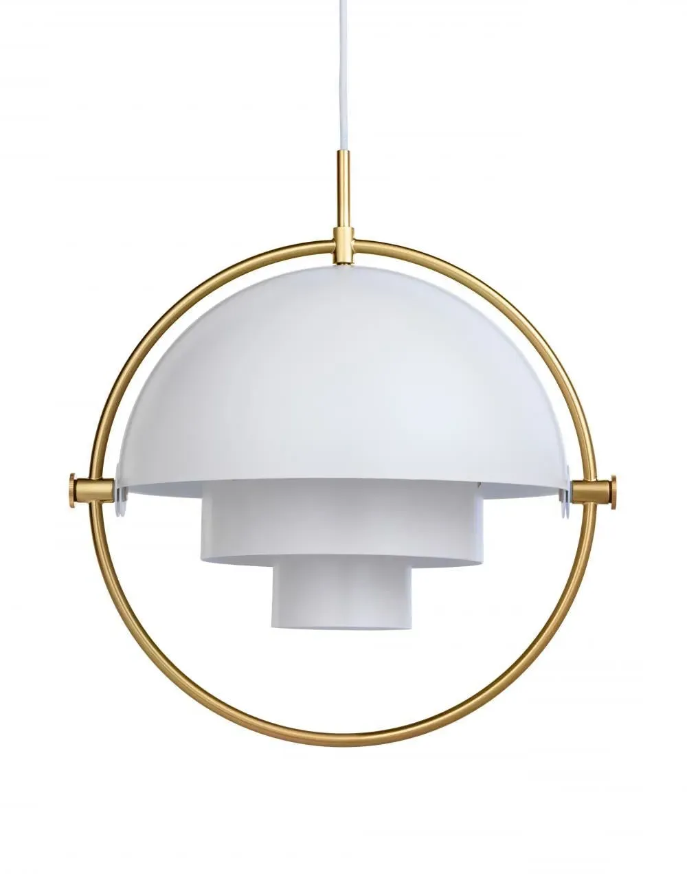 Large Pendant Light with Rotating Shades - White, Brass