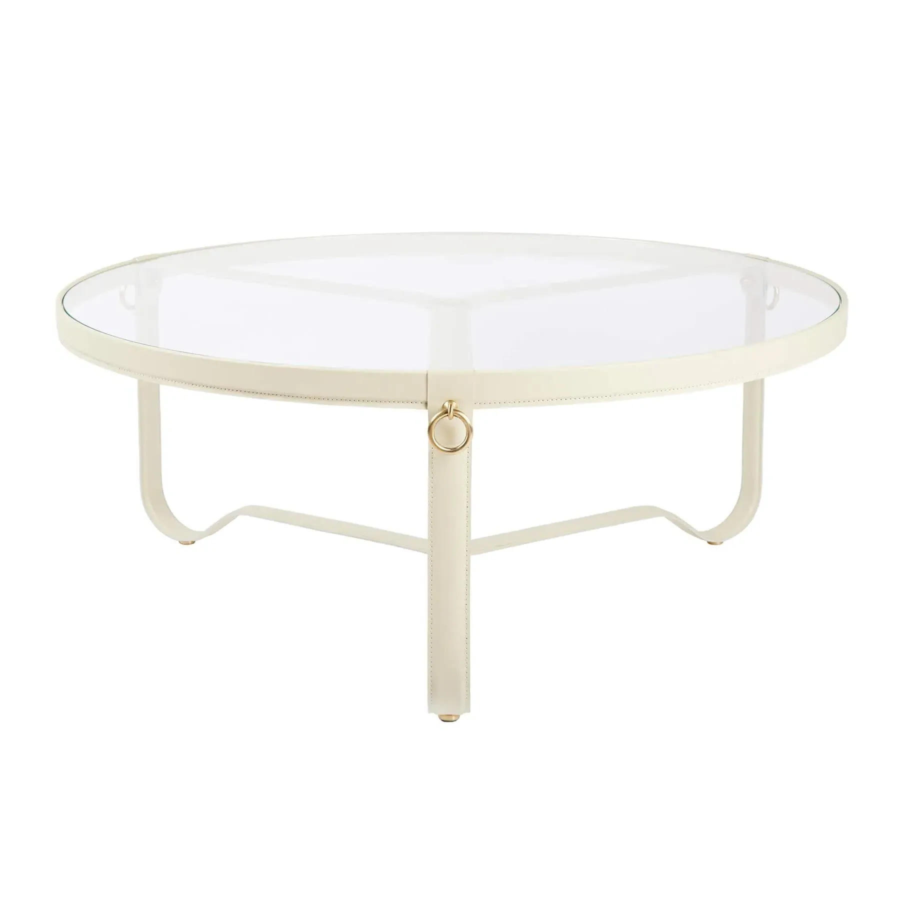 Large Round Coffee Table - Black, Leather