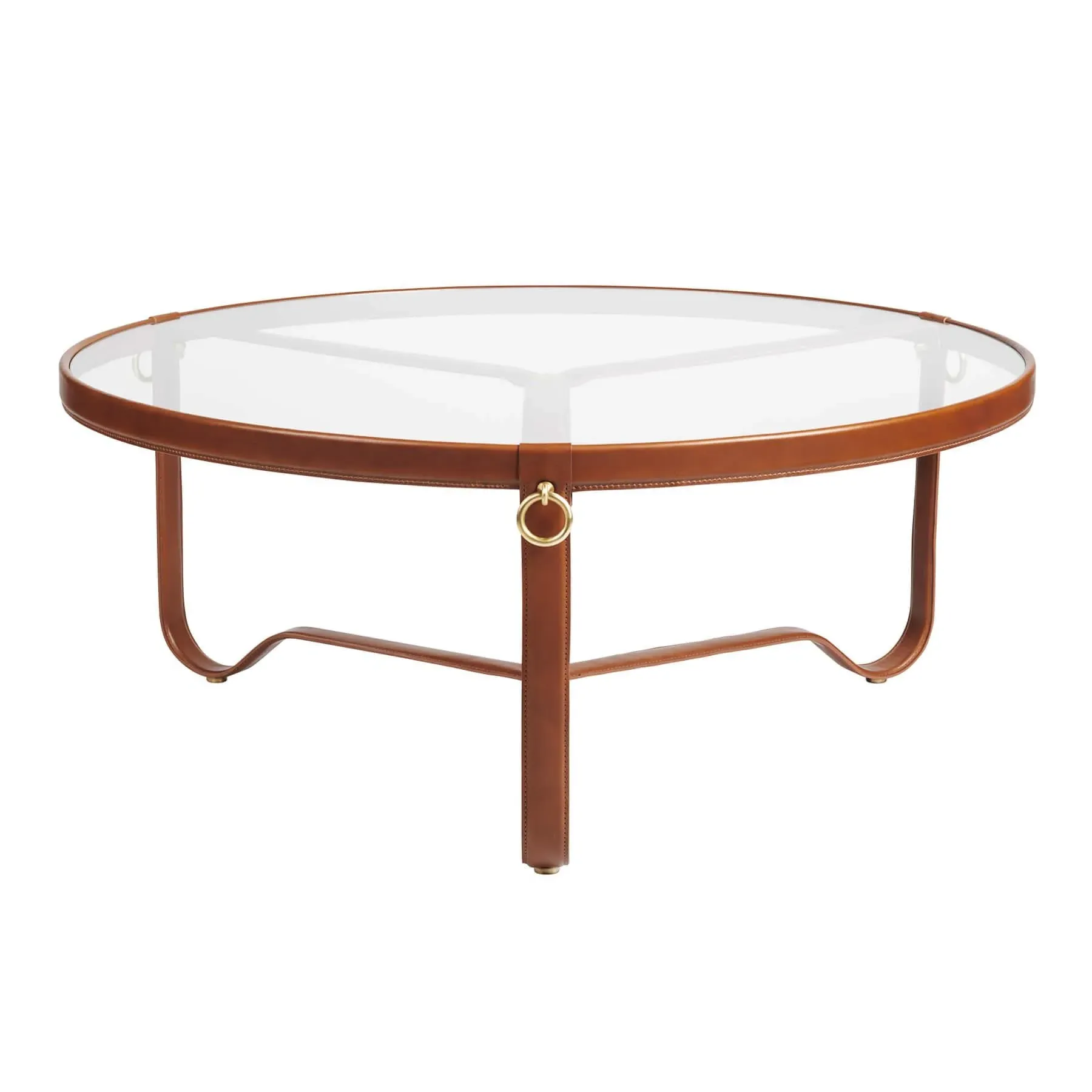 Large Round Coffee Table - Cream, Leather