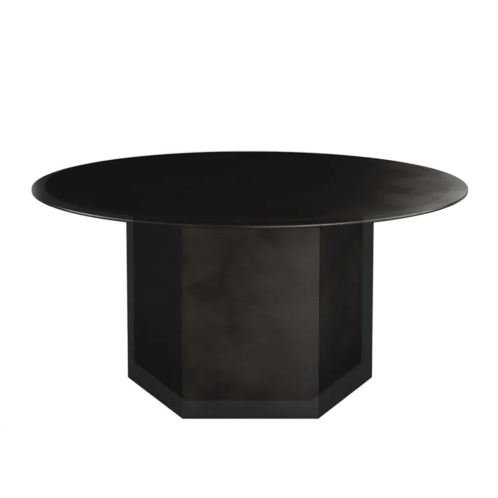 Large Round Coffee Table - Midnight Black, Travertine