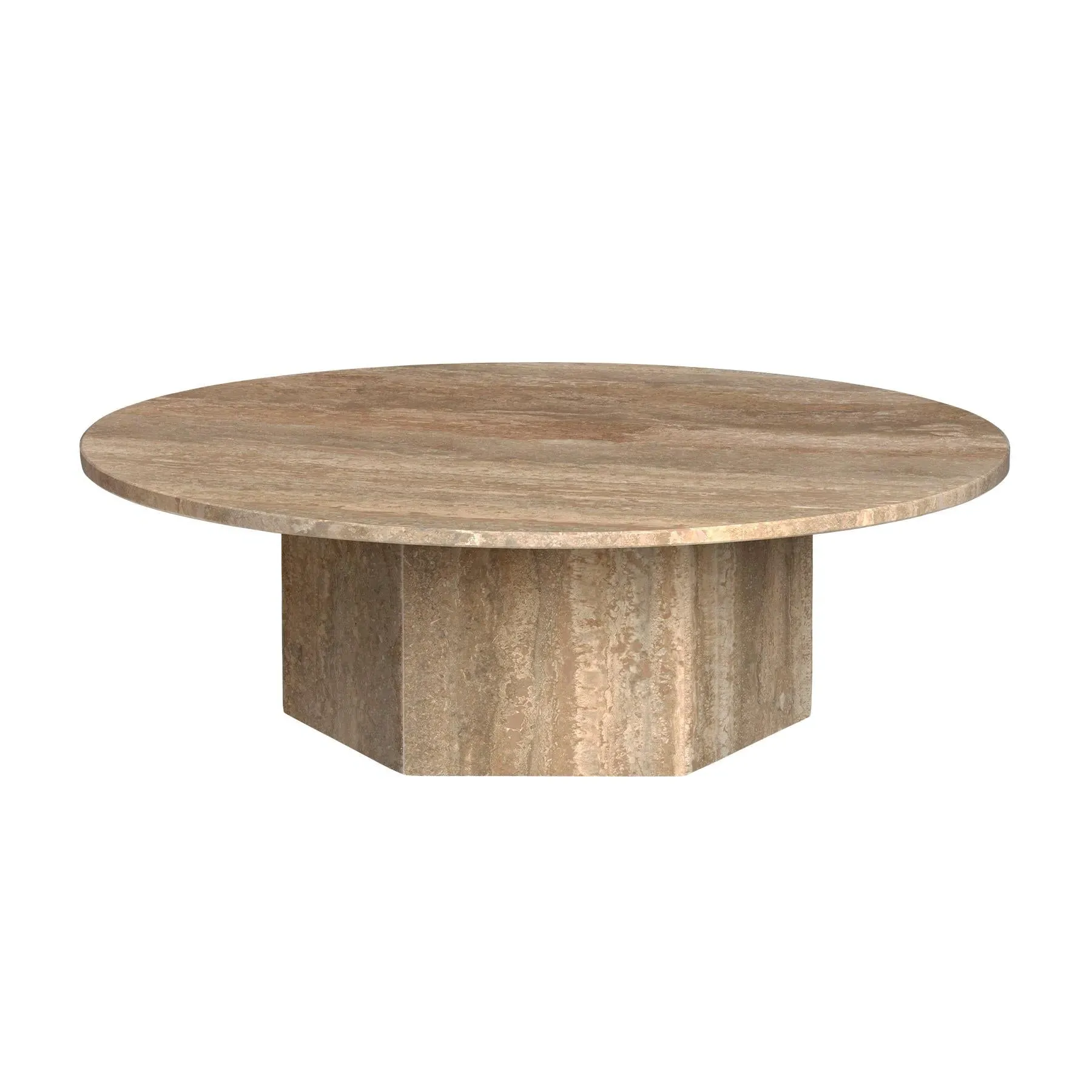Large Round Coffee Table - Warm Taupe, Travertine image