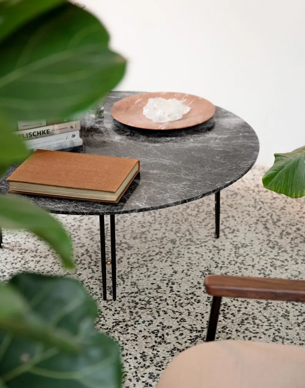 Large Round Coffee Table - White, Marble