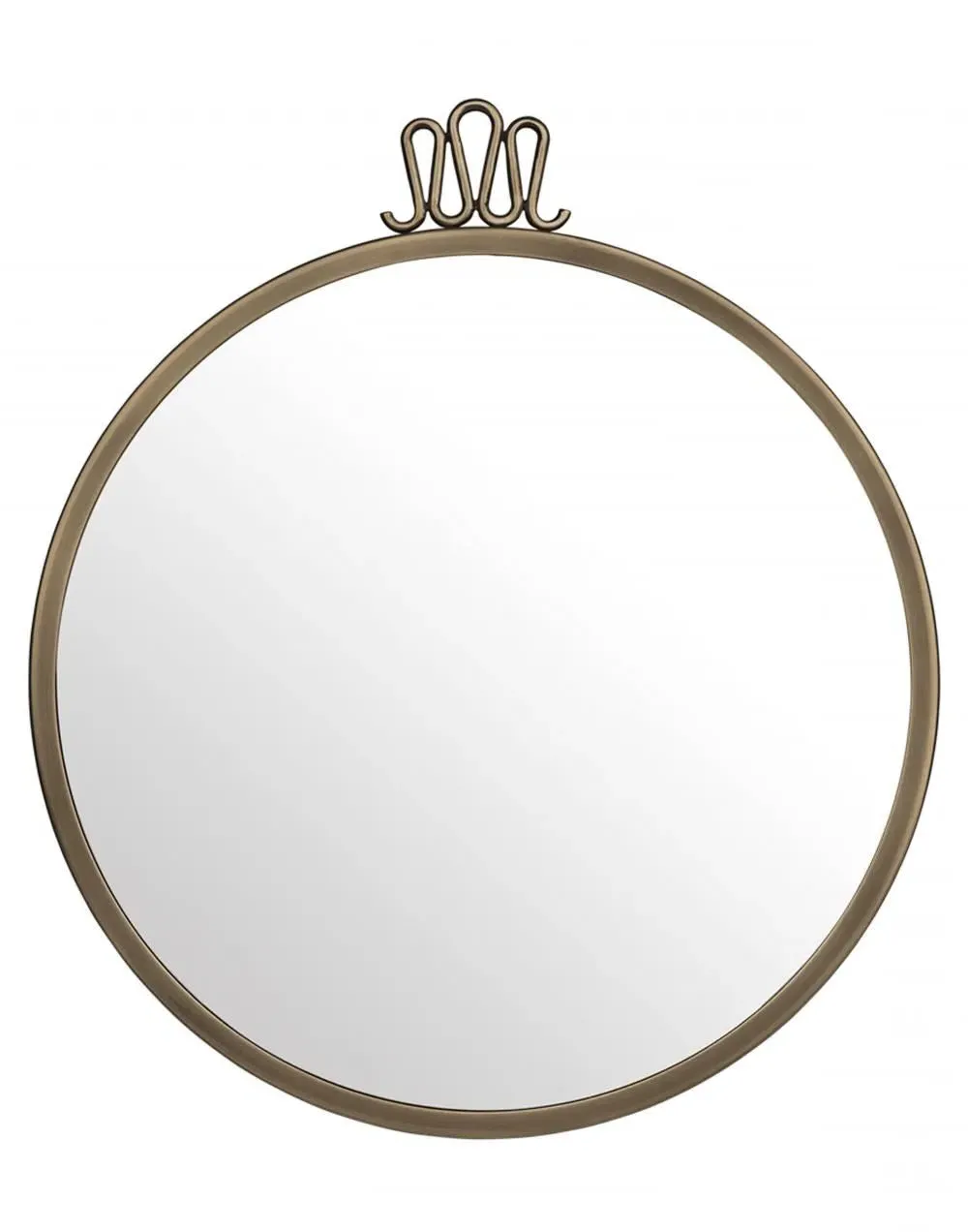 Large Round Wall Mirror with Crown Detail
