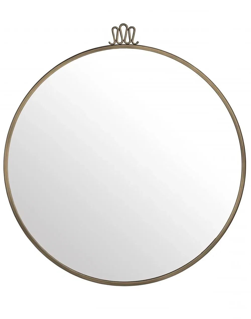Large Round Wall Mirror with Crown Detail