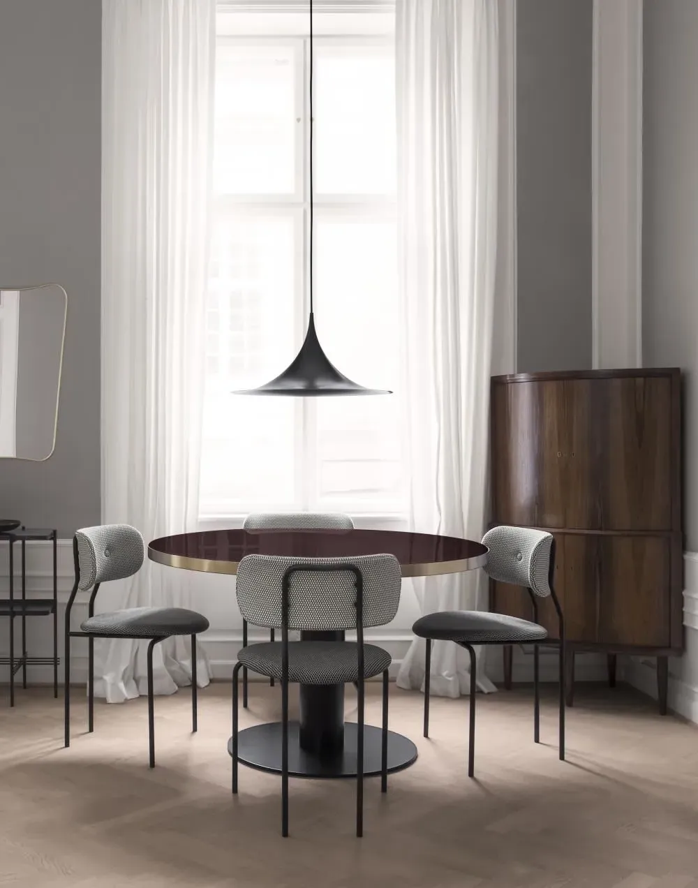 Large Semi Pendant Light - Chrome, Aluminium