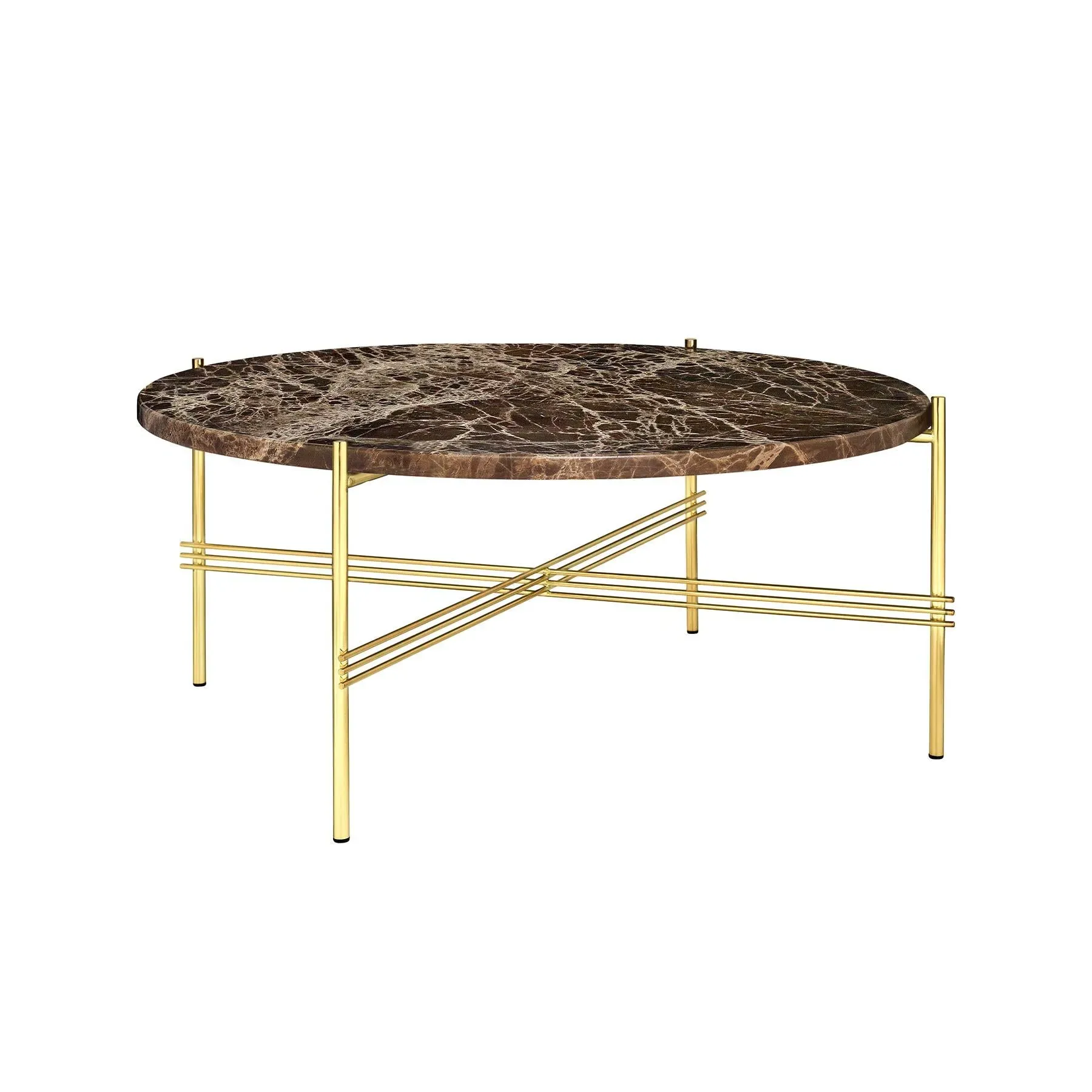 Medium Coffee Table with Brass Base - Grey, Marble