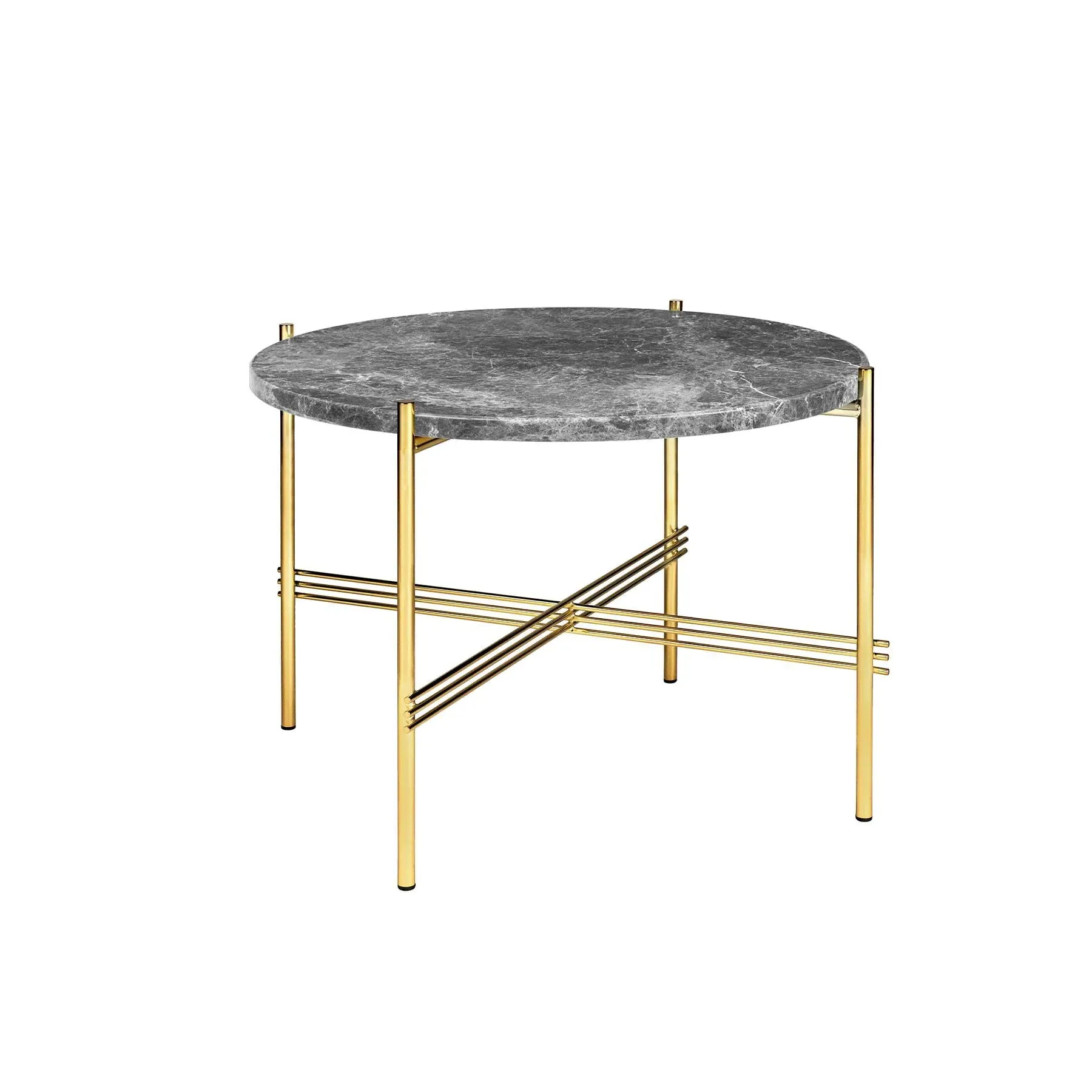 Medium Coffee Table with Brass Base - Grey, Marble
