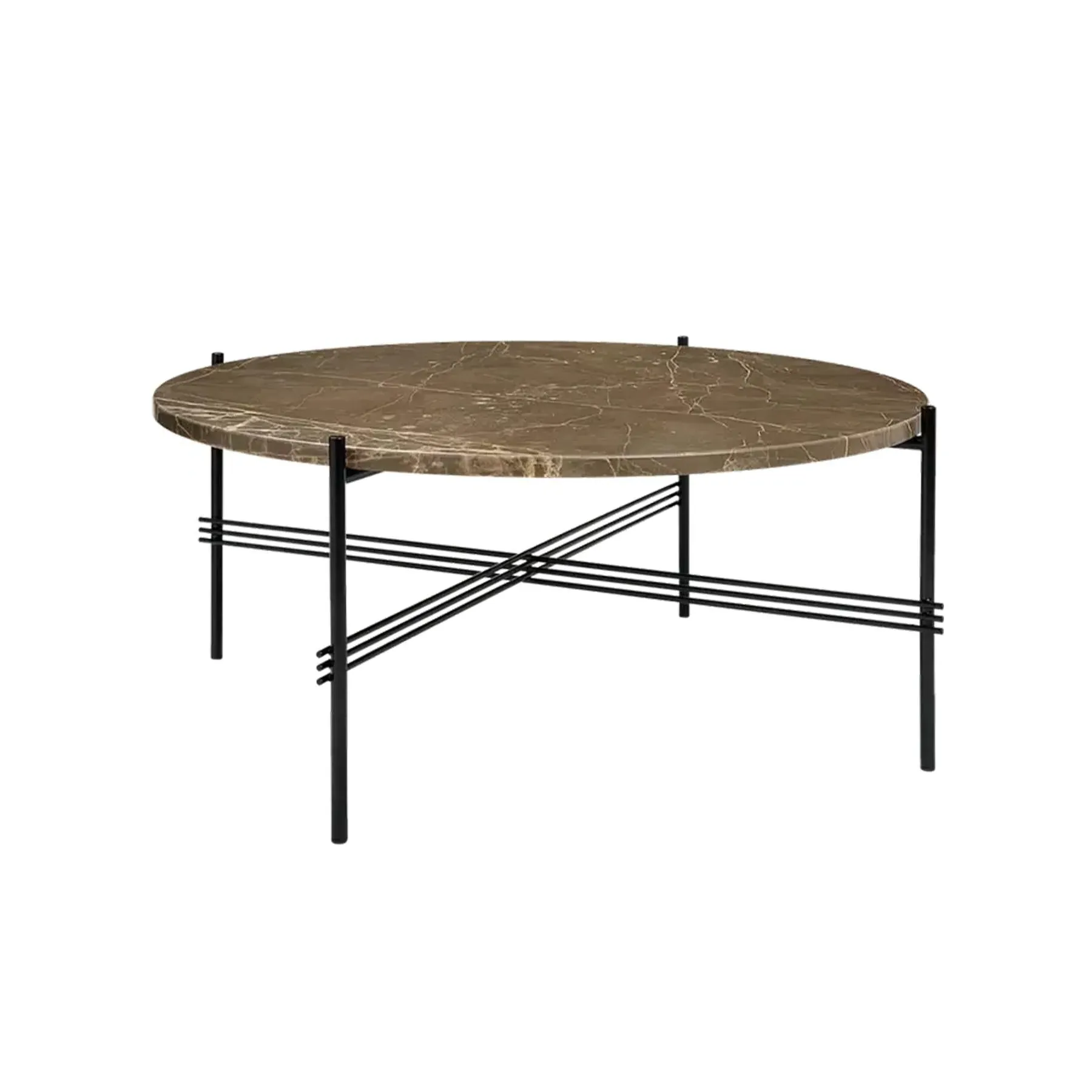 Medium Coffee Table with Crossed Base - Brown Marble