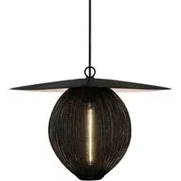 Medium Pendant Light with Perforated Shade - Black