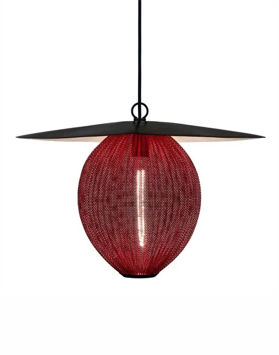 Medium Pendant Light with Perforated Shade - Grey