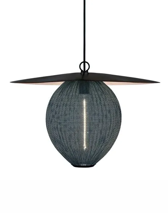 Medium Pendant Light with Perforated Shade - Grey