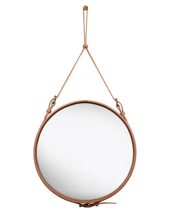 Medium Round Mirror with Leather Strap - Black