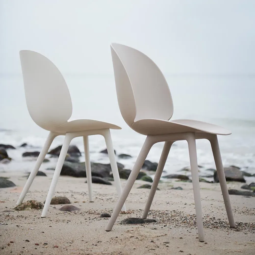 Outdoor Dining Chair with Curved Shell - Beige