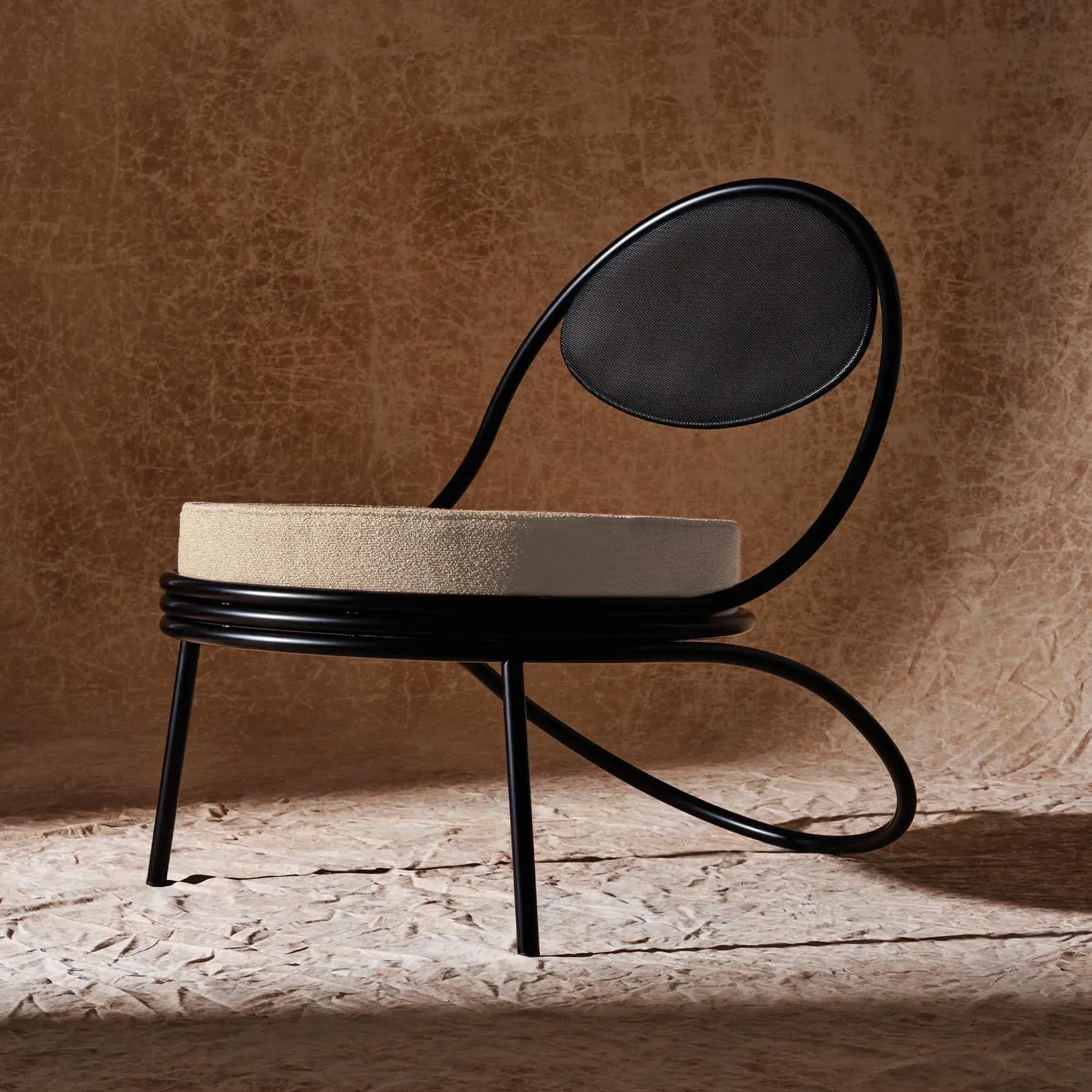 Outdoor Lounge Chair with Perforated Seat - Black