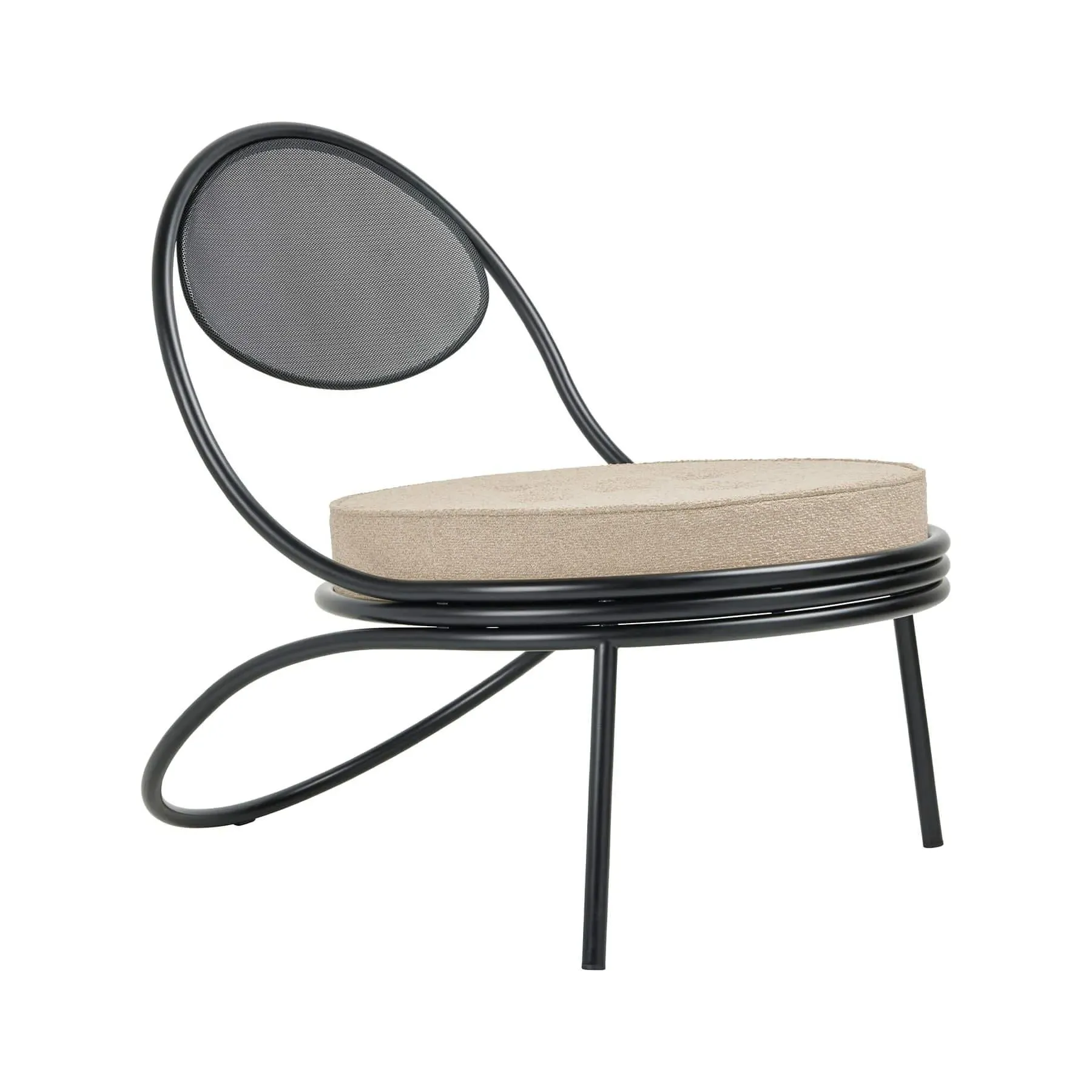 Outdoor Lounge Chair with Perforated Seat - Black