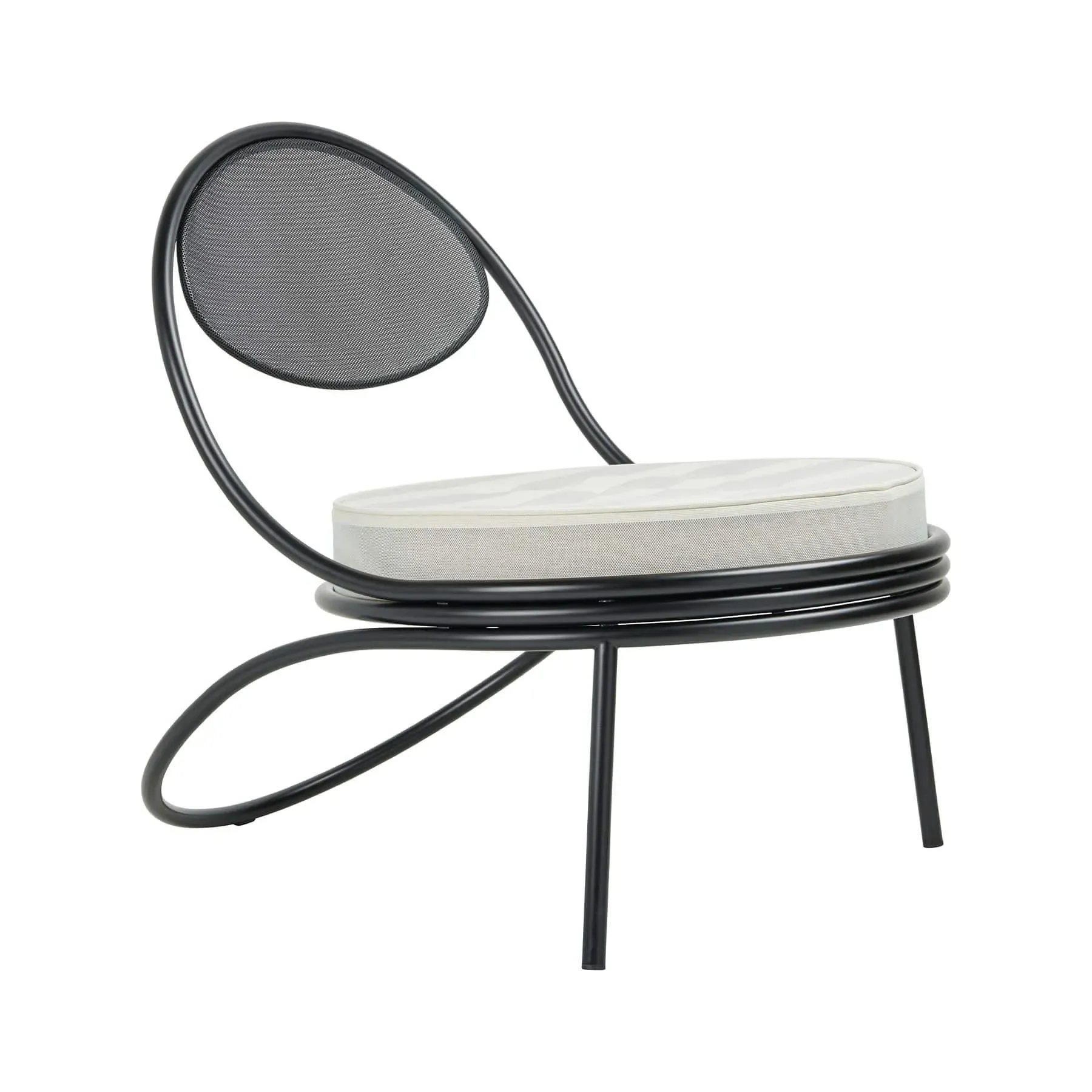 Outdoor Lounge Chair with Perforated Seat - Black image