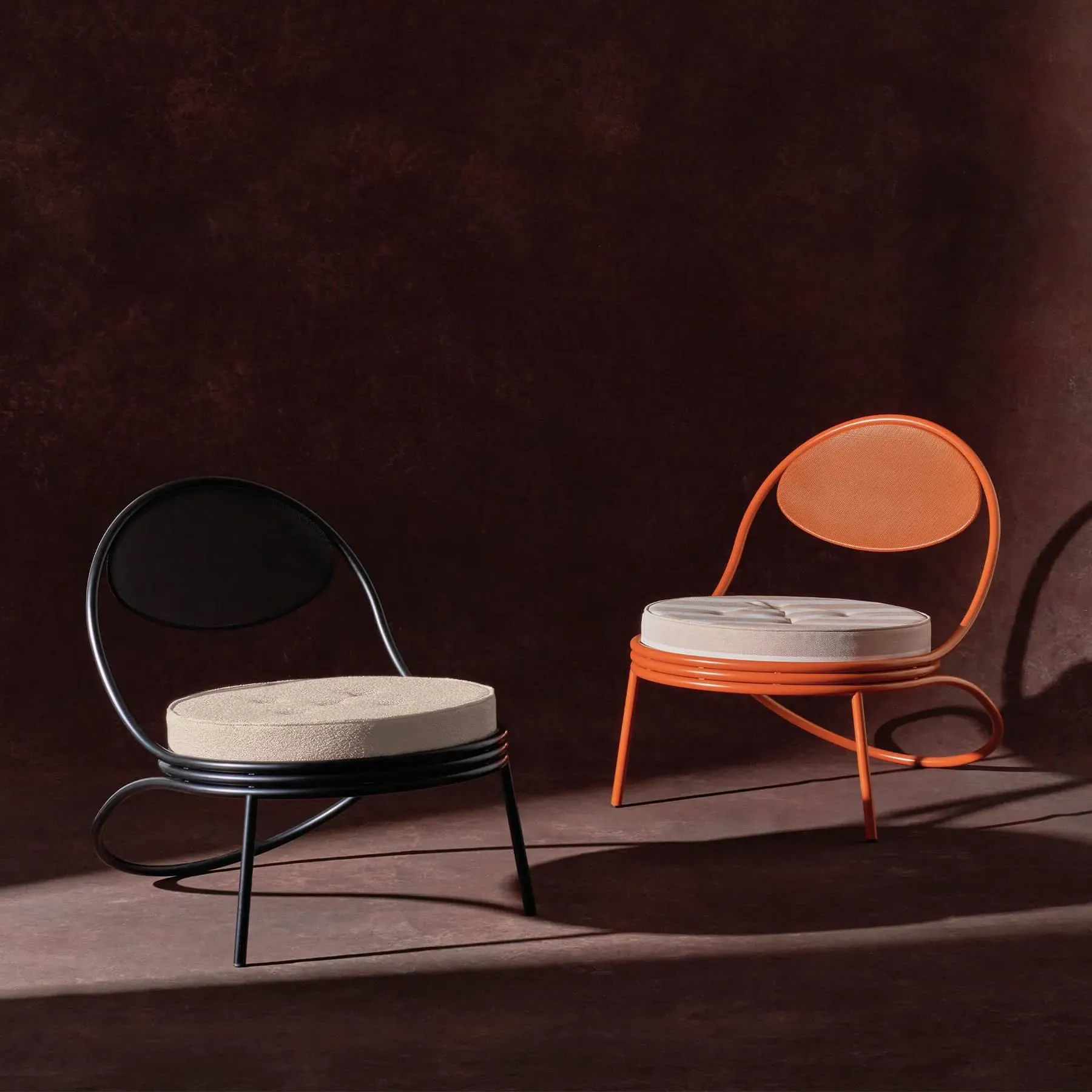 Outdoor Lounge Chair with Perforated Seat - Orange