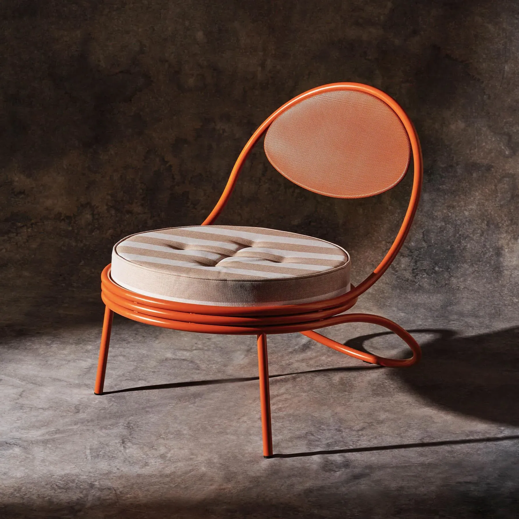 Outdoor Lounge Chair with Perforated Seat - Orange