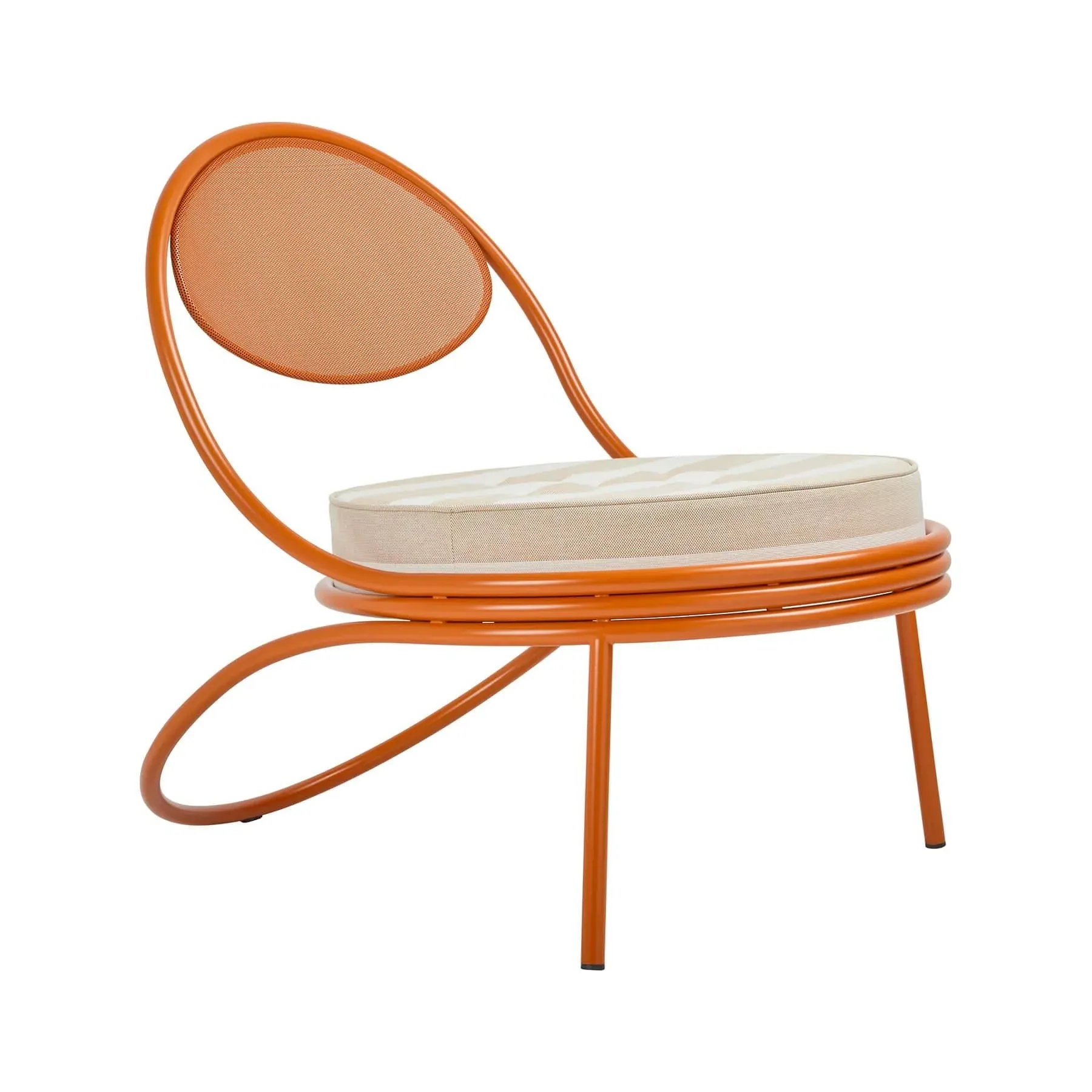 Outdoor Lounge Chair with Perforated Seat - Orange
